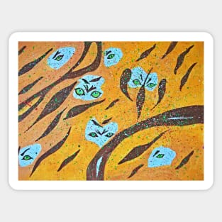 Tigers in the jungle. Abstract painting. Sticker